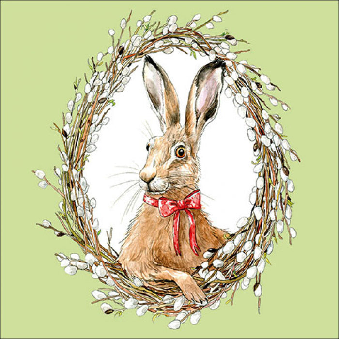 Napkin 33 Hare Bunny portrait sage green FSC Mix
