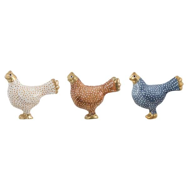 Set of 3 hen knobs