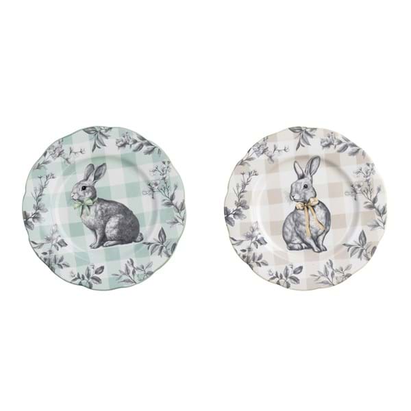 Set of 2 Hares' plates yellow & green
