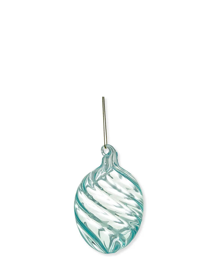Egg ornament hanging Swirl wide pale blue