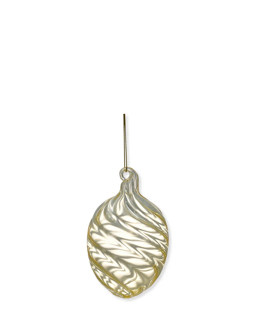 Egg ornament hanging Swirl wide pale yellow