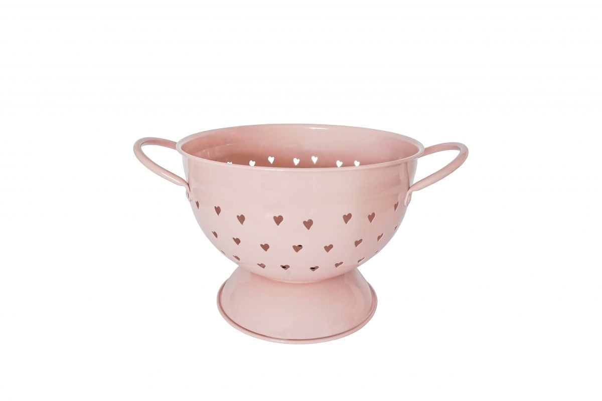 Pastel pink Colander with hearts 21cm