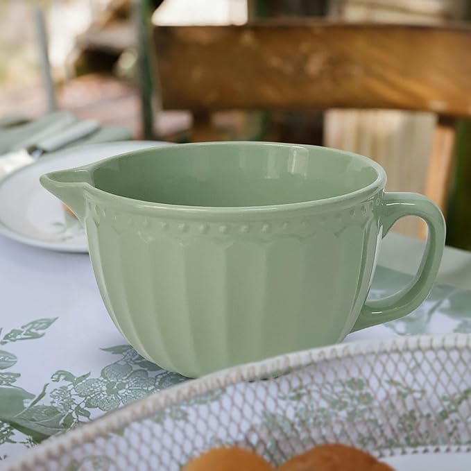 Mixing bowl sage green with handle