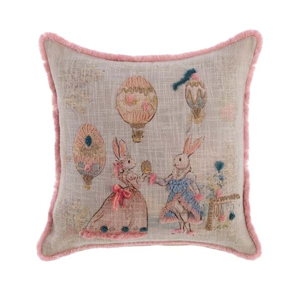 Ballroom Hares' rabbits cushion Embrodery