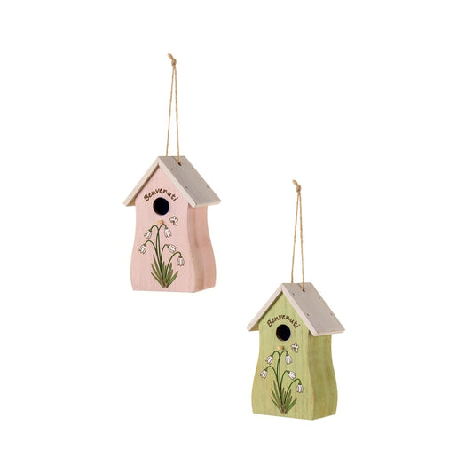 Set of 2 hanging wooden houses