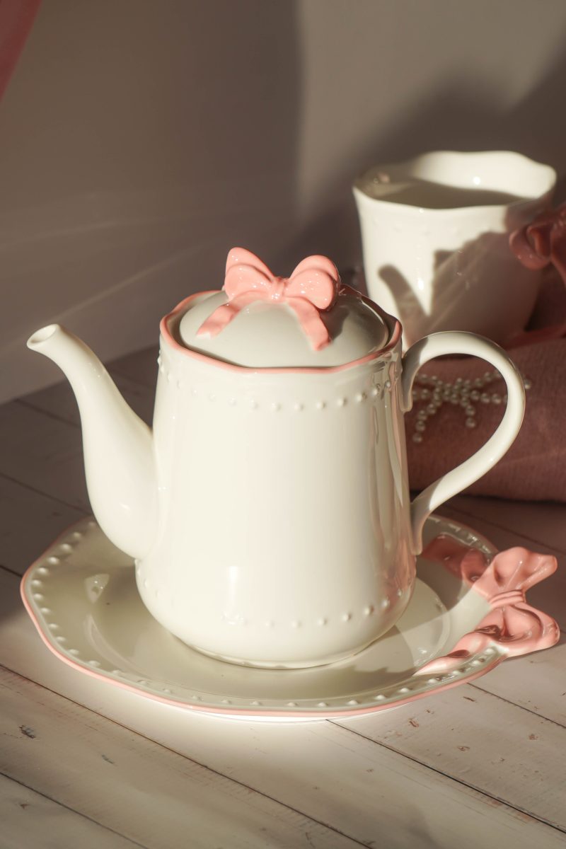 Wedding pink bow coffee pot