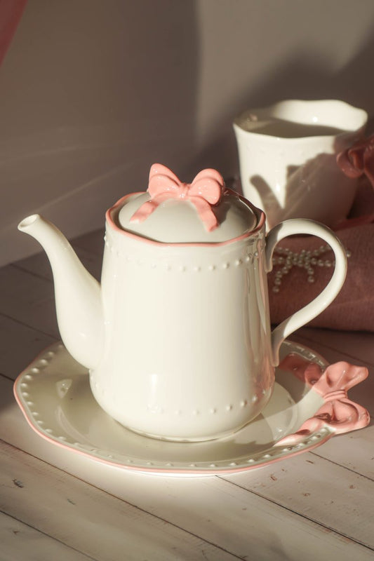 Wedding pink bow coffee pot
