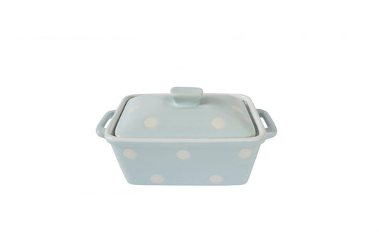 Pastel blue dotts butter dish or baked dish