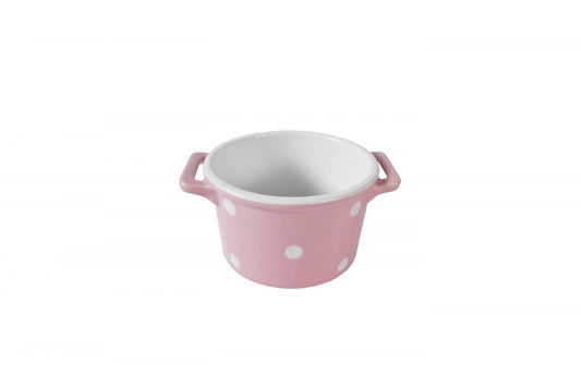 Pink bowl with dots &handles