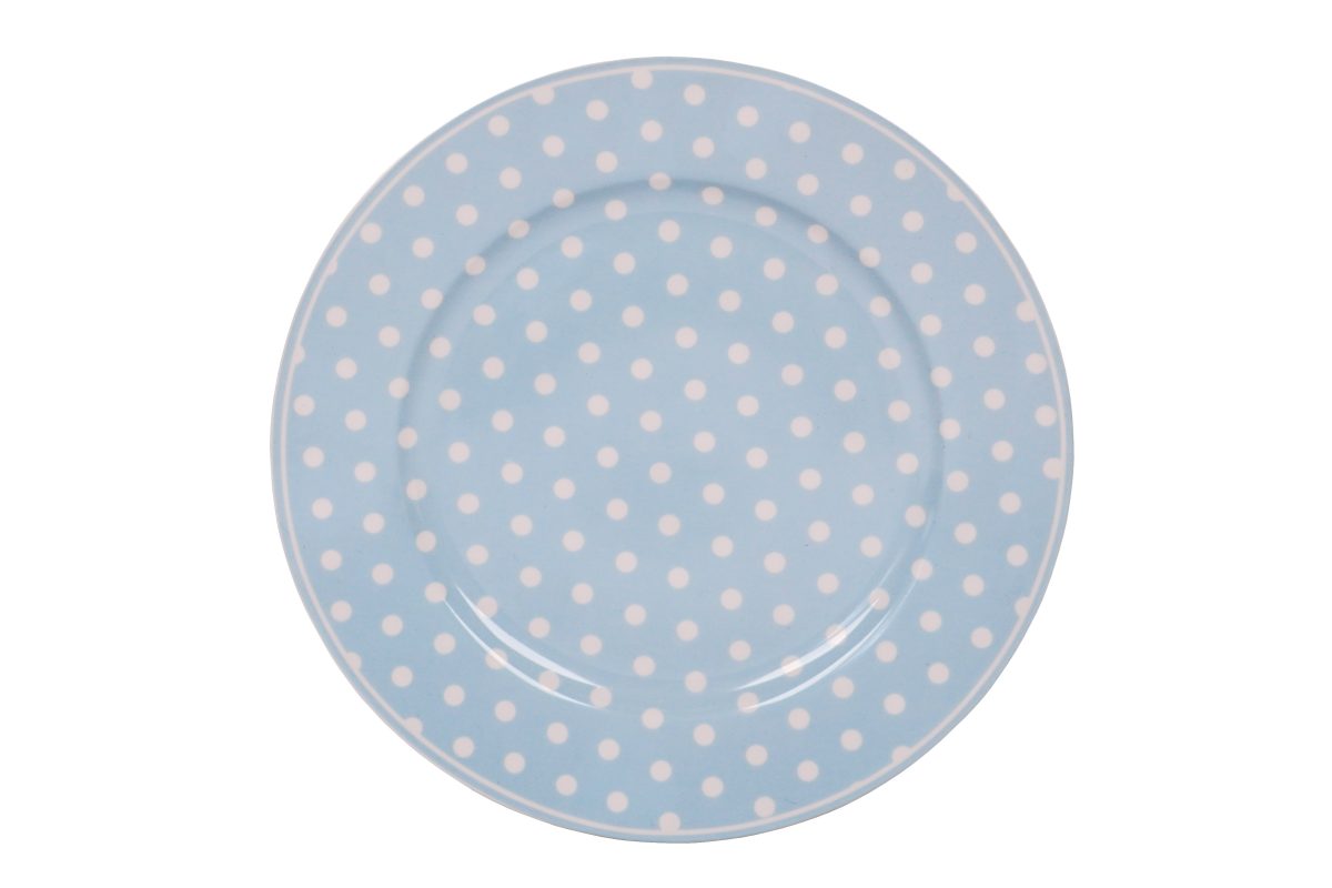 Porcelain dessert plate Polka dots in pastel blue