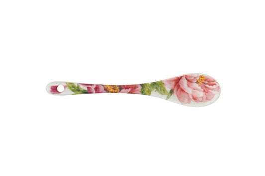 Porcelain spoon with peony flowers design.