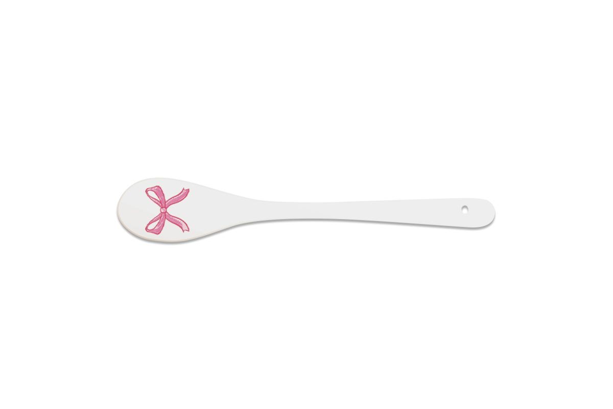 Porcelain spoon with ribbon.