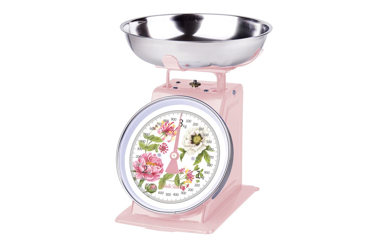 Beautiful retro kitchen scale Peony in light pink colour