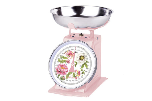 Beautiful retro kitchen scale Peony in light pink colour