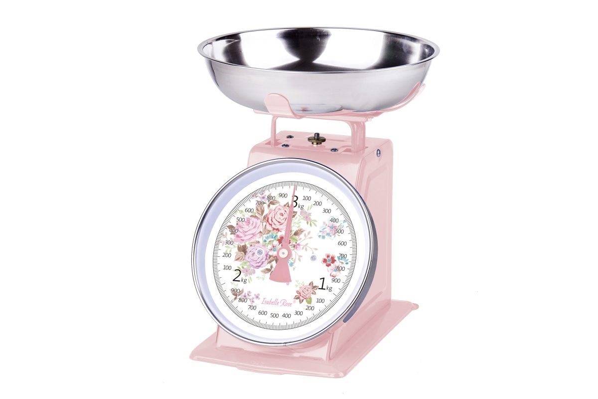 Beautiful retro kitchen scale Flora in light pink colour