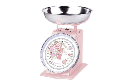 Beautiful retro kitchen scale Flora in light pink colour