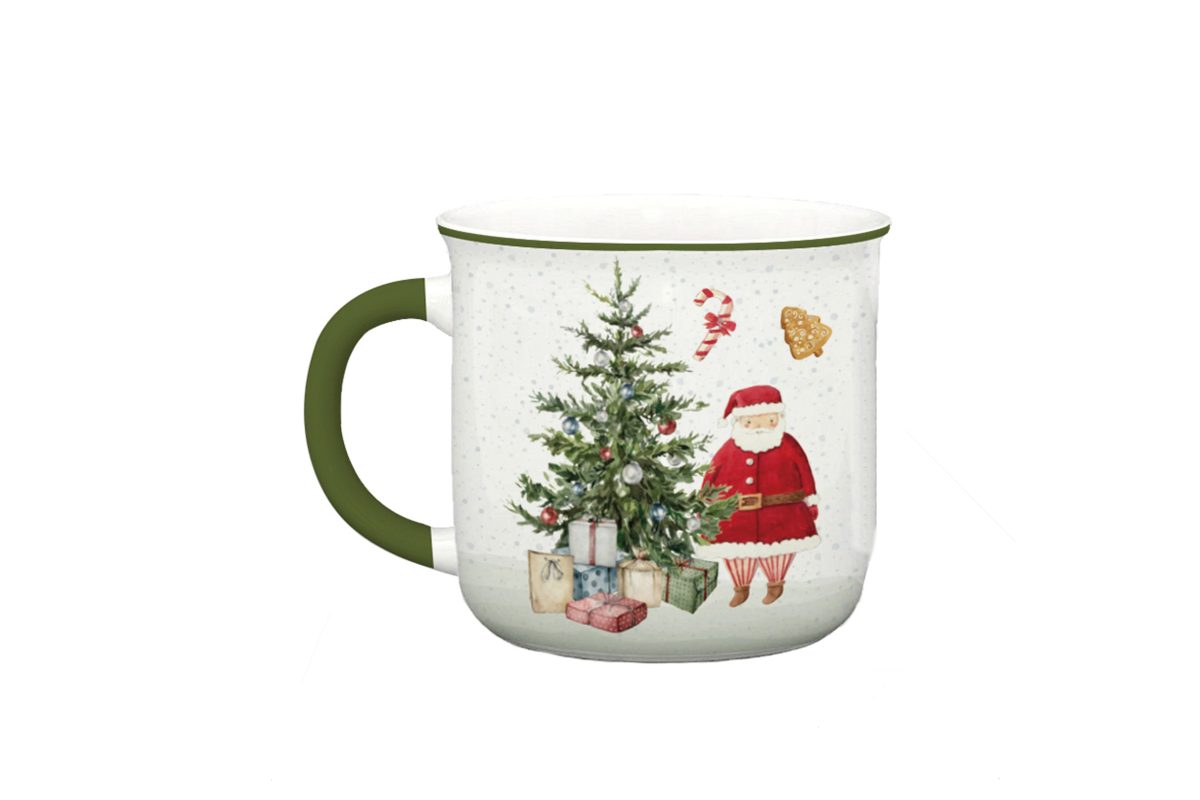 Vintage green mug with father christmas