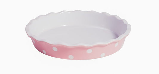 Pink dott Pie Dish