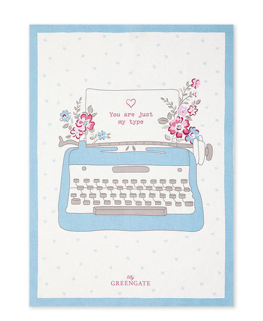 Tea towel piece printed Elba white