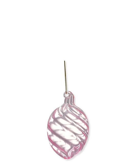 Egg ornament hanging Swirl wide pale pink