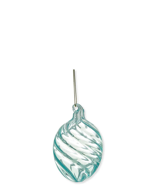 Egg ornament hanging Swirl wide pale blue