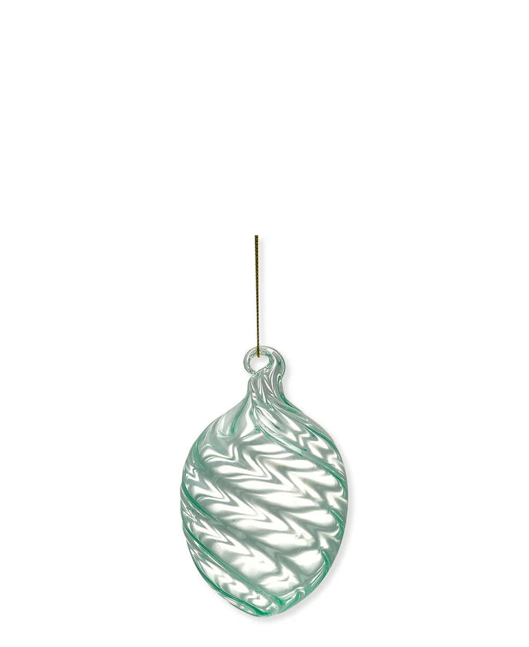 Egg ornament hanging Swirl wide pale green