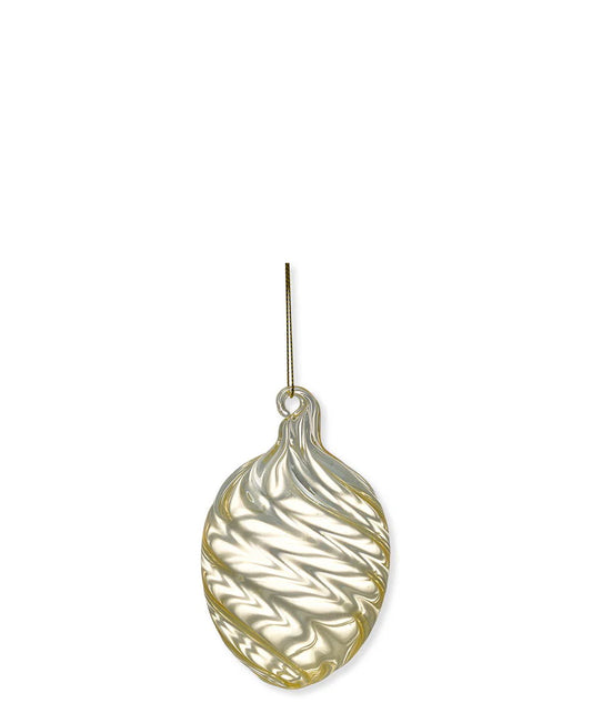 Egg ornament hanging Swirl wide pale yellow