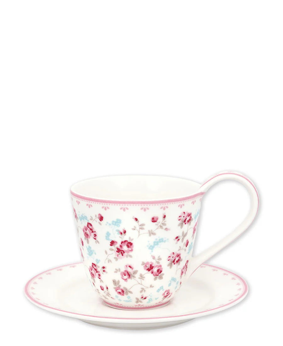 Elsy white cup and saucer set