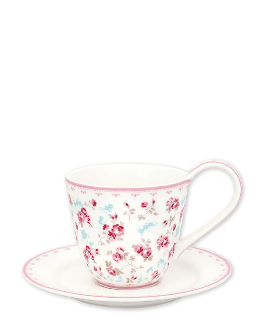 Elsy white cup and saucer set