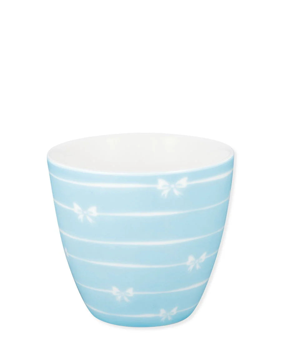 Serene soft blue bow latte cup