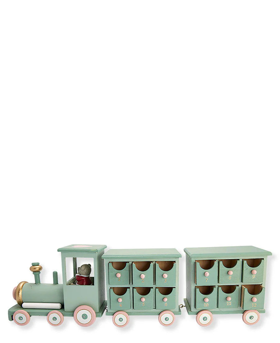 Sage green wooden Calender train