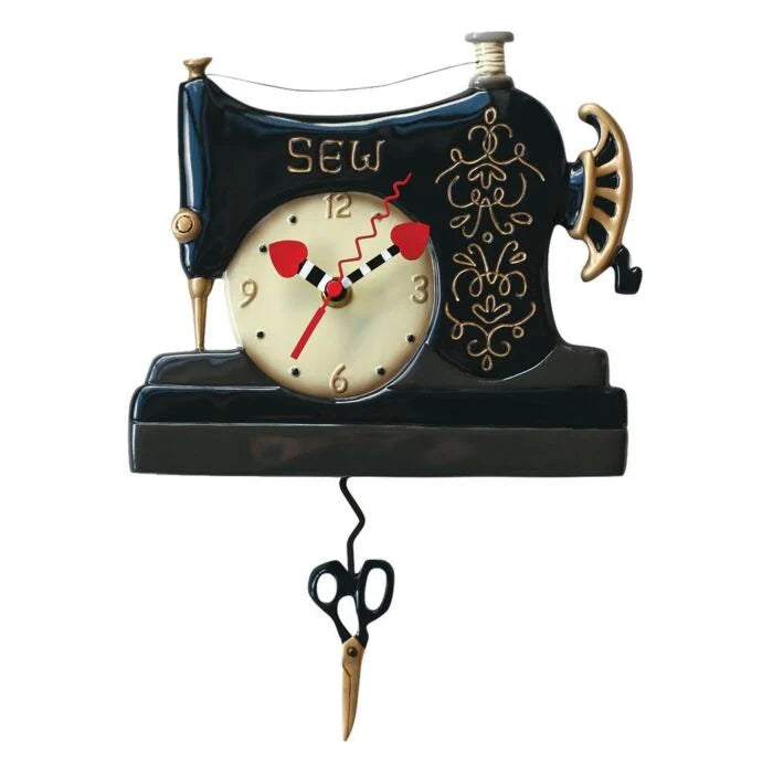 Black sewing machine wall clock