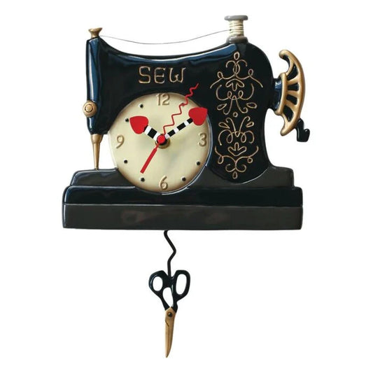 Black sewing machine wall clock